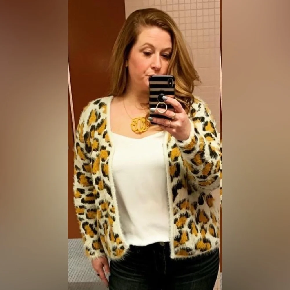 LIKE NEW &Merci Leopard Fuzzy Cardigan